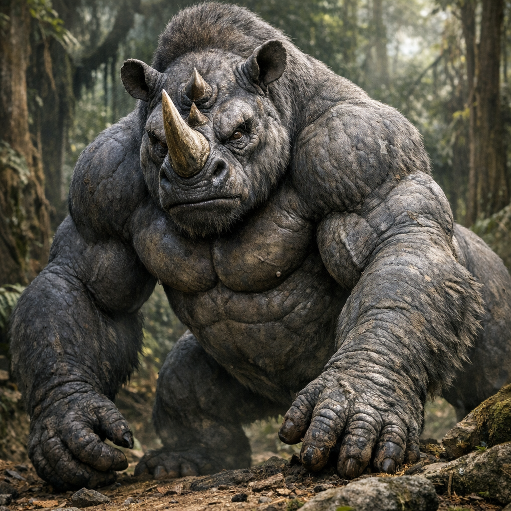 Gorhinoceros, an AI-generated hybrid of Gorilla and Rhinoceros