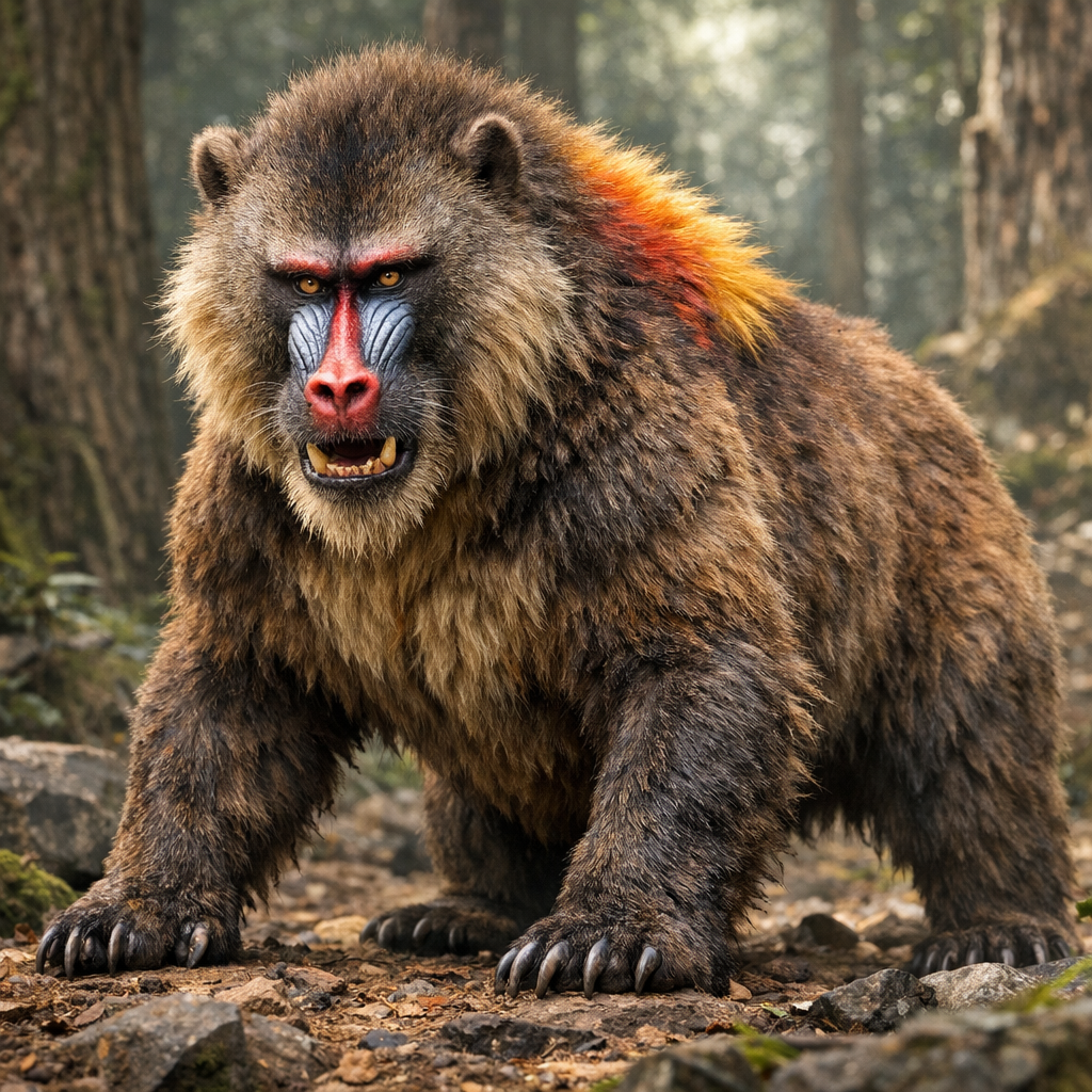 Baboar, an AI-generated hybrid of Baboon and Bear