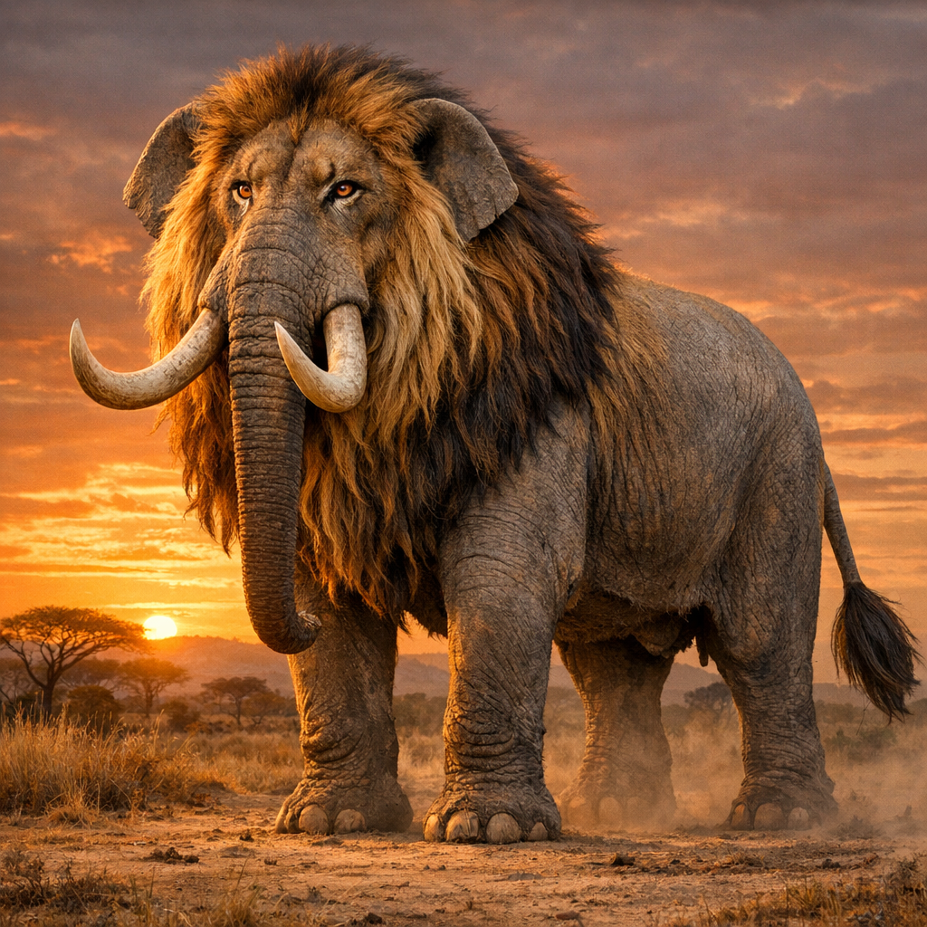 Eleon, an AI-generated hybrid of Elephant and Lion