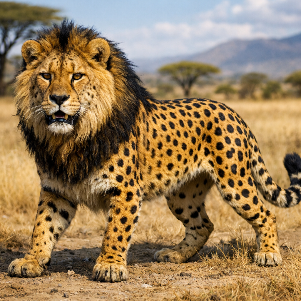 Cheetlion, an AI-generated hybrid of Cheetah and Lion