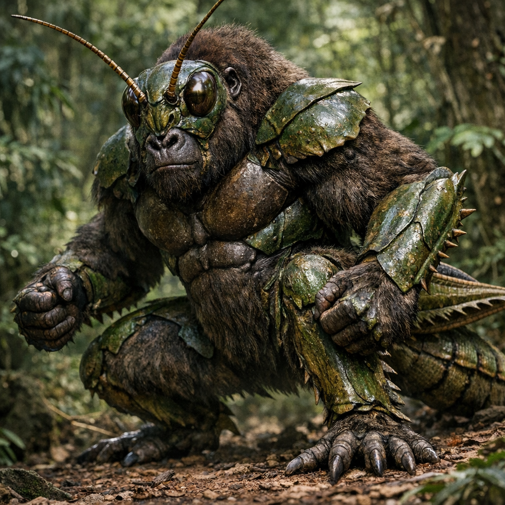 Gorilla Grasshopper, an AI-generated hybrid of Grasshopper and Gorilla