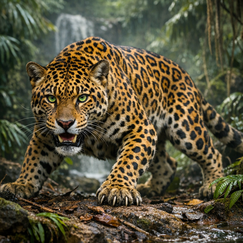 Jaguopard, an AI-generated hybrid of Jaguar and Leopard