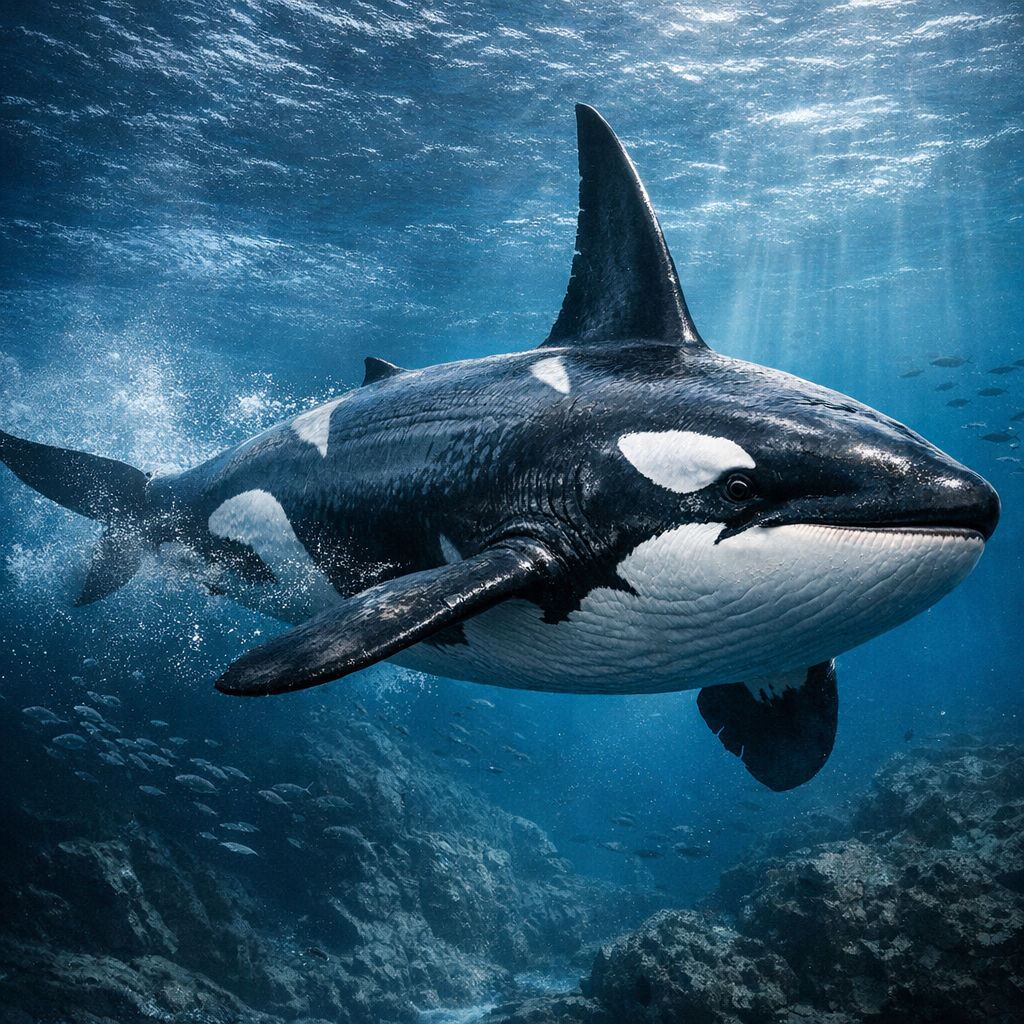 Orcawhale, an AI-generated hybrid of Whale and orca