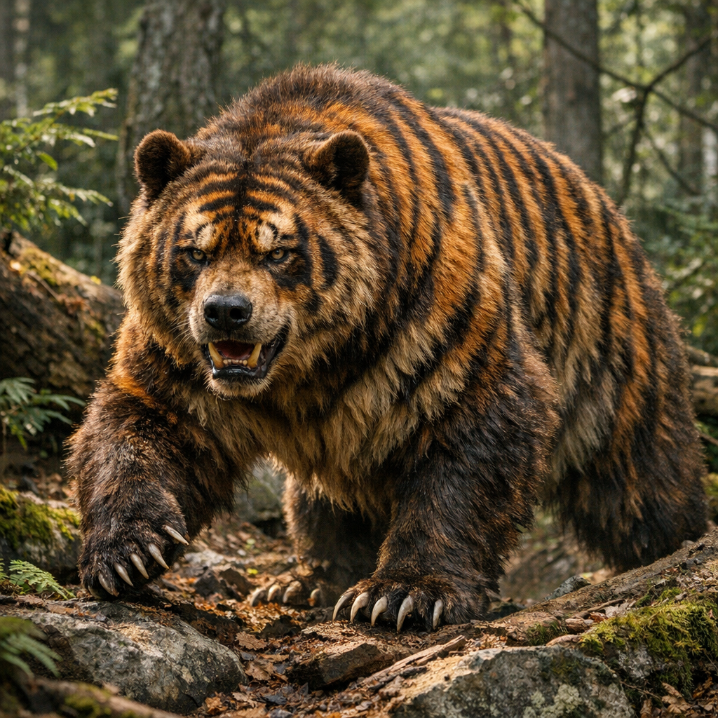 Tigbear, an AI-generated hybrid of Tiger and Bear