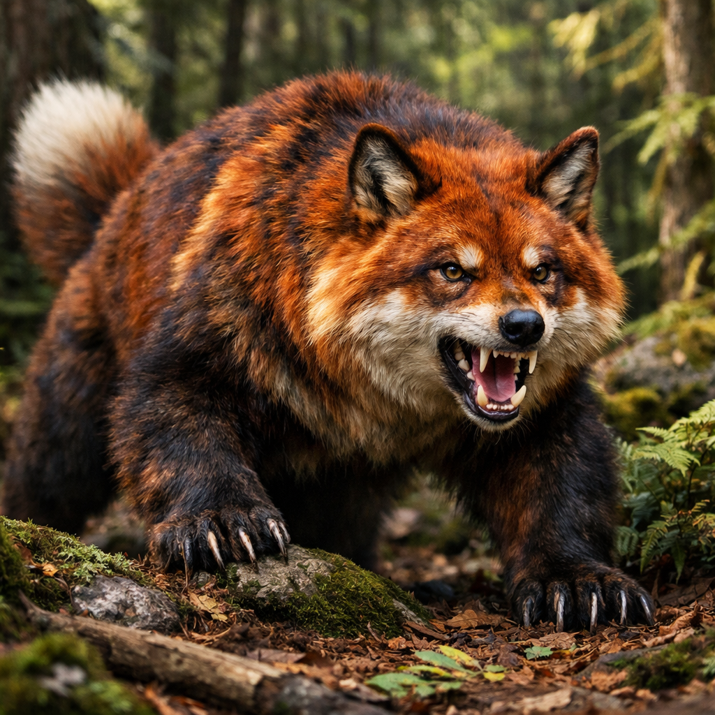 Bearfox, an AI-generated hybrid of Bear and Fox