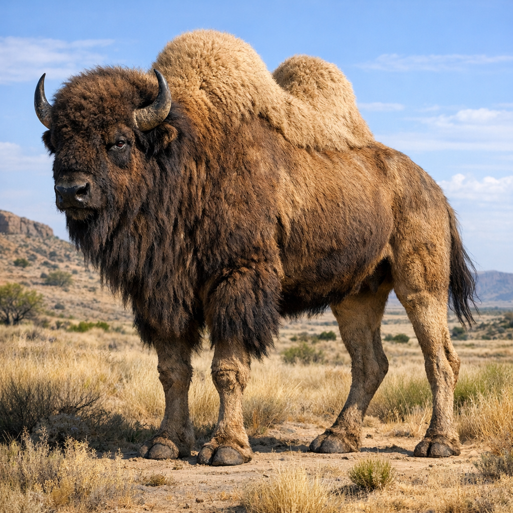 Bicamel, an AI-generated hybrid of Bison and Camel