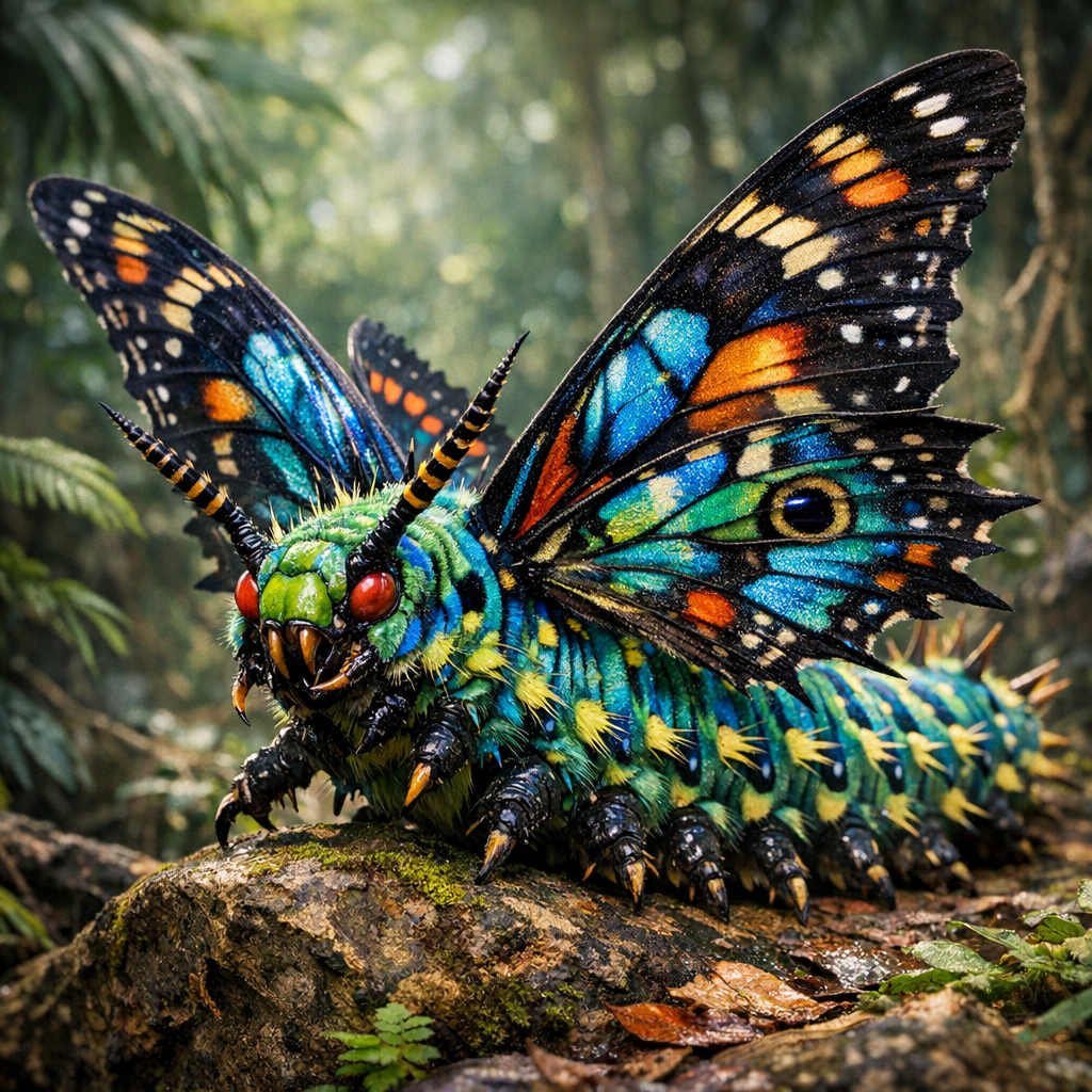 Butterpillar, an AI-generated hybrid of Butterfly and Caterpillar