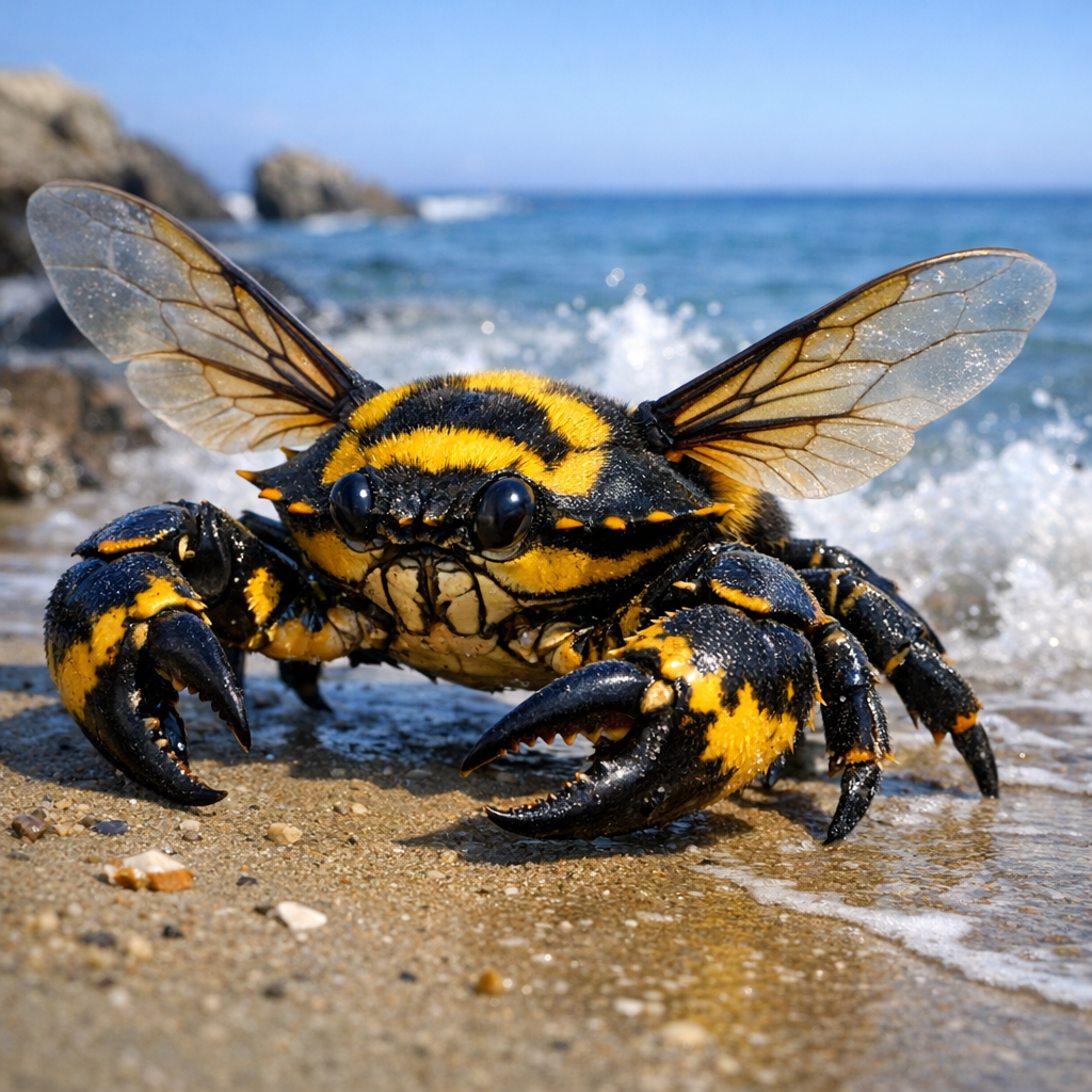 Crabumblebee, an AI-generated hybrid of Bumblebee and Crab