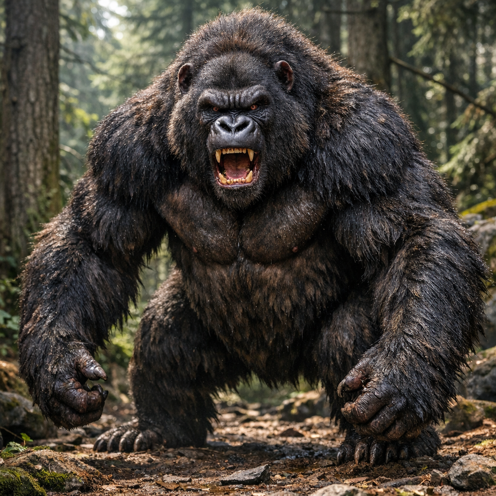 Gorillbear, an AI-generated hybrid of Bear and Gorilla