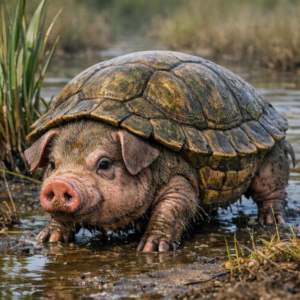 Turtpig, an AI-generated hybrid of Turtle and Pig