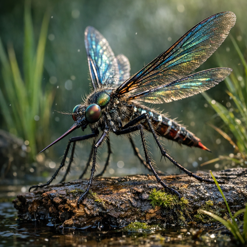 Mosquifly, an AI-generated hybrid of Dragonfly and mosquito