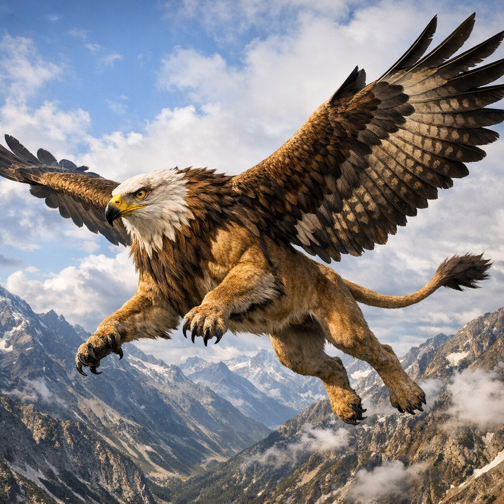 Eagleon, an AI-generated hybrid of Eagle and Lion