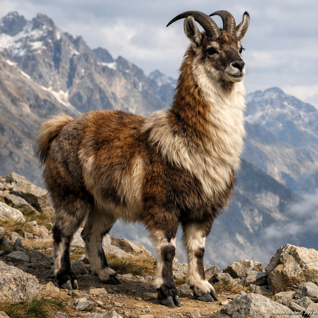 Goatlama, an AI-generated hybrid of Goat and Llama