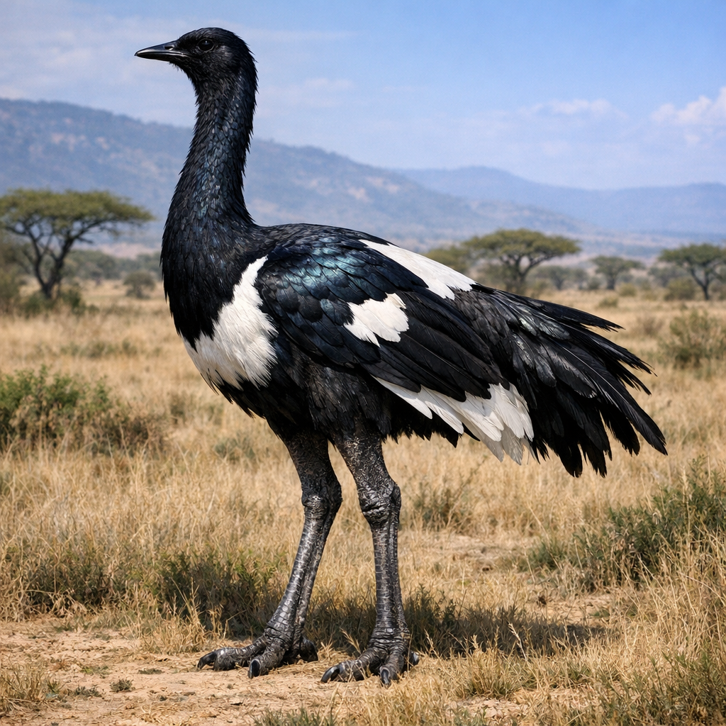 Ostrichpie, an AI-generated hybrid of Magpie and Ostrich