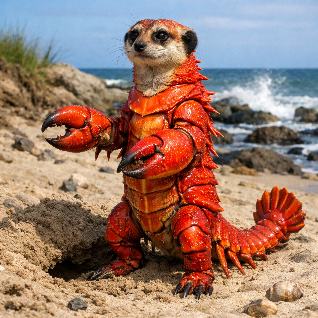 Lobstercat, an AI-generated hybrid of Lobster and Meerkat