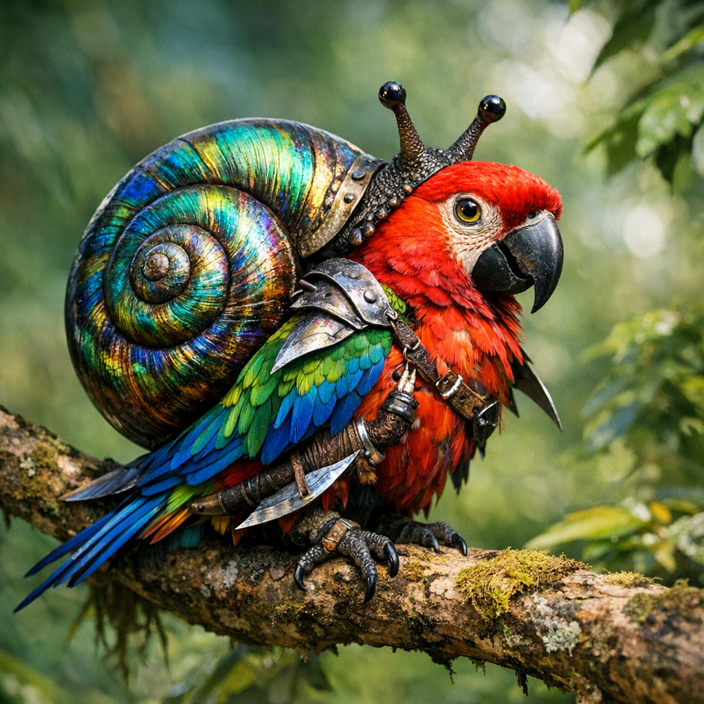 Parrotnail, an AI-generated hybrid of Parrot and Snail