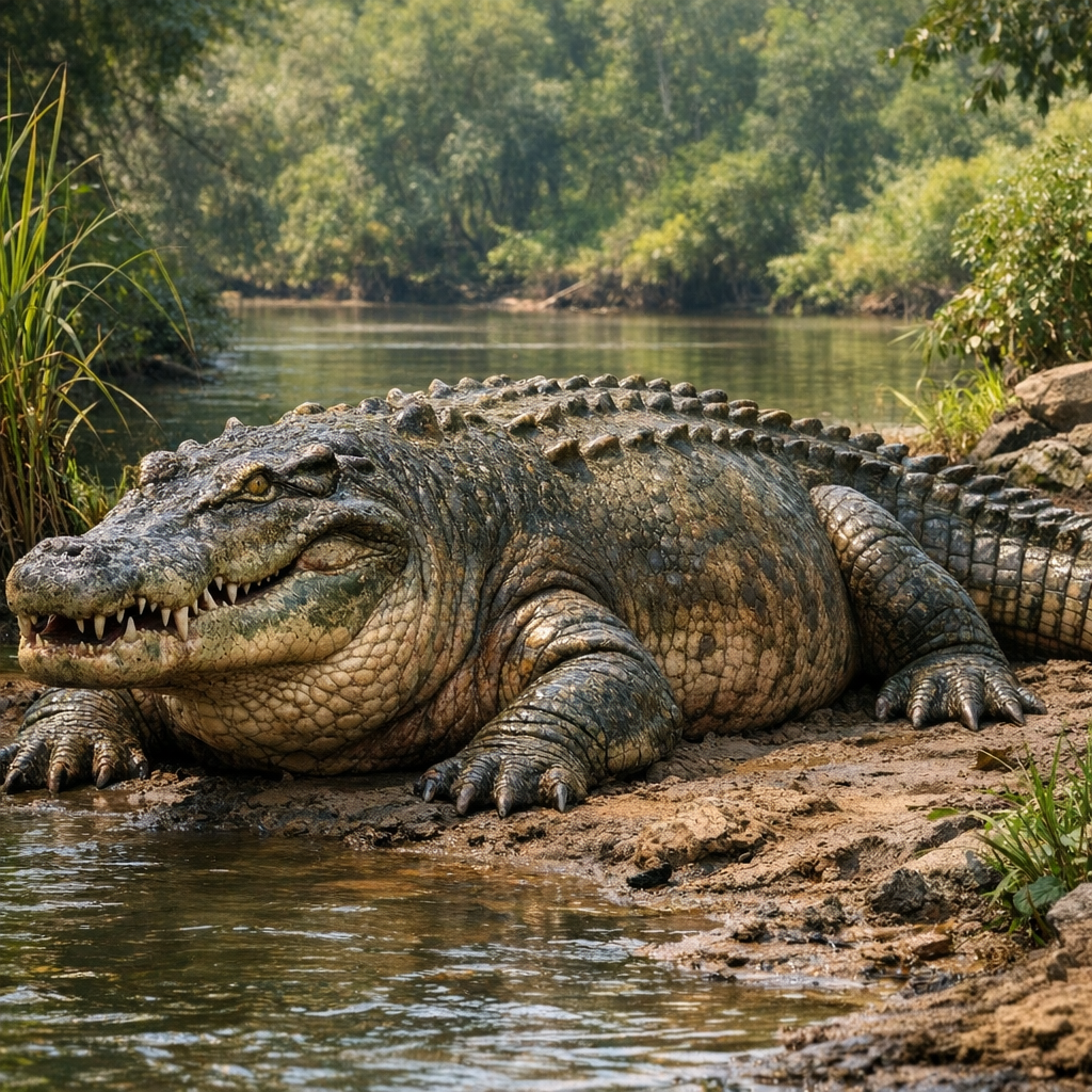 Crocopotamus, an AI-generated hybrid of Crocodile and Hippopotamus
