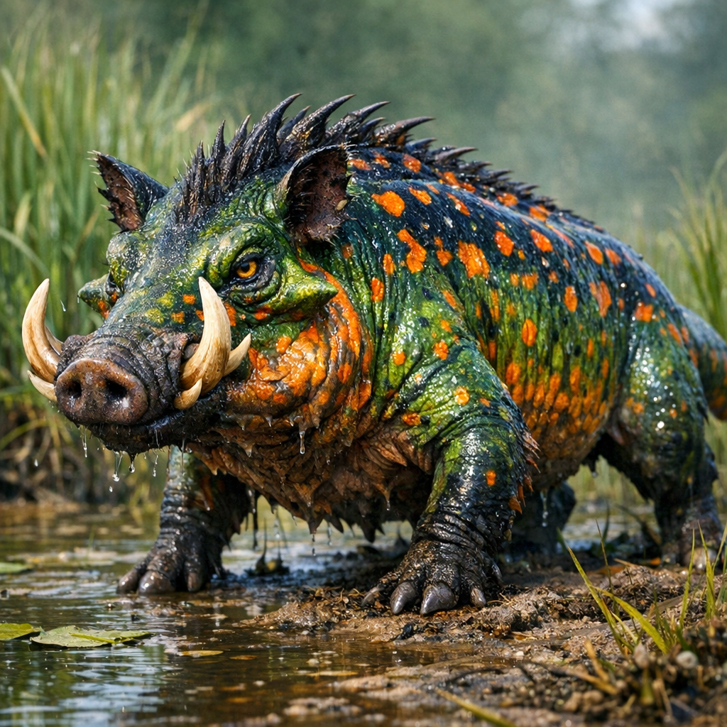 Newthog, an AI-generated hybrid of Newt and Warthog