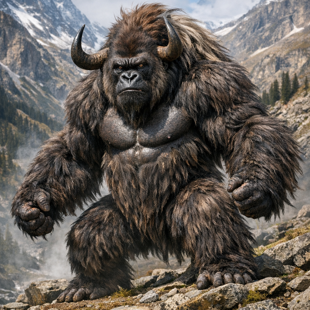 Gorilak, an AI-generated hybrid of Yak and Gorilla