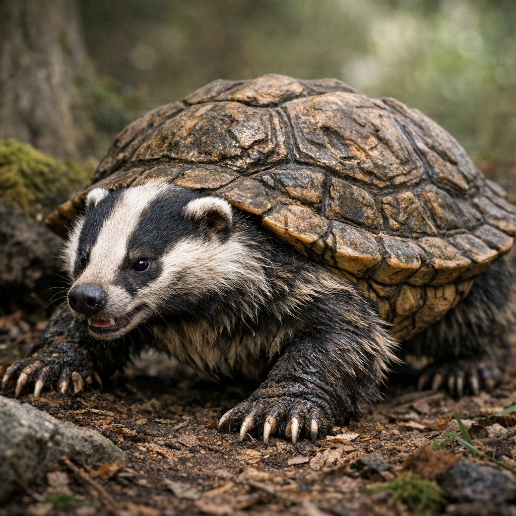 Badgurtle, an AI-generated hybrid of Badger and Turtle