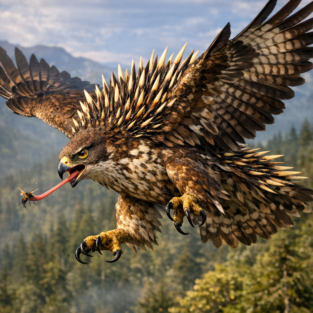 Falchidna, an AI-generated hybrid of Falcon and Echidna