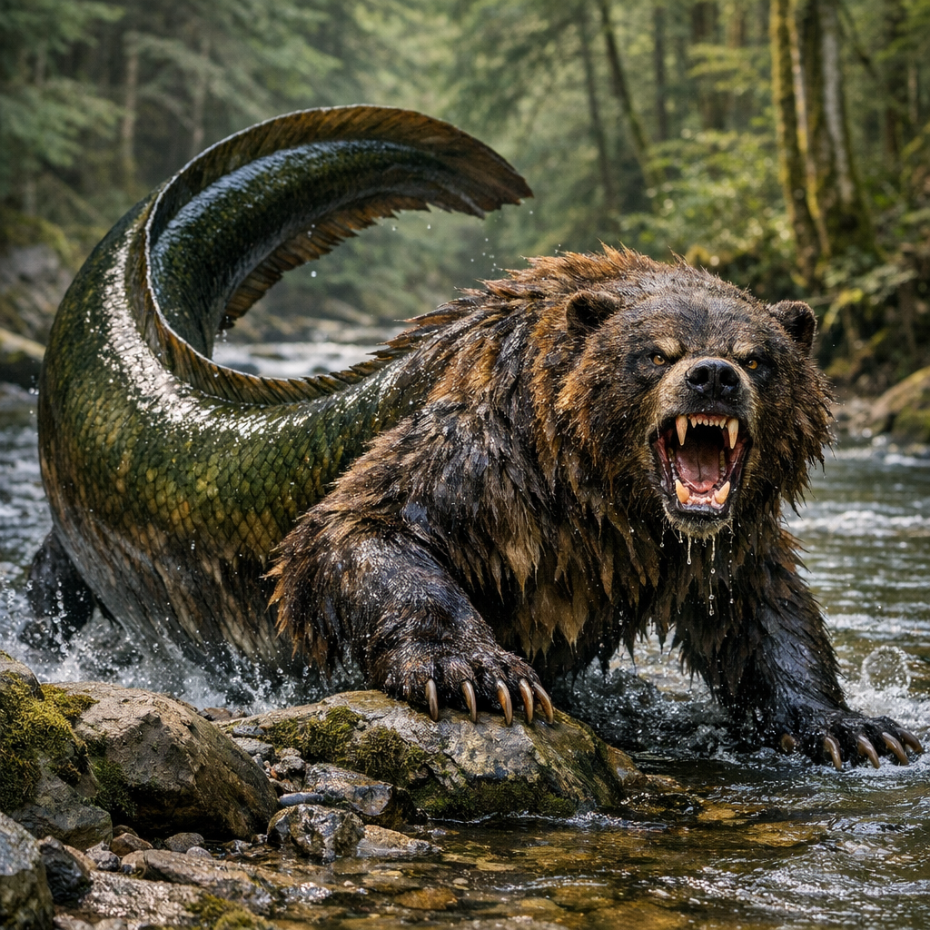 Eelbear, an AI-generated hybrid of Eel and Bear