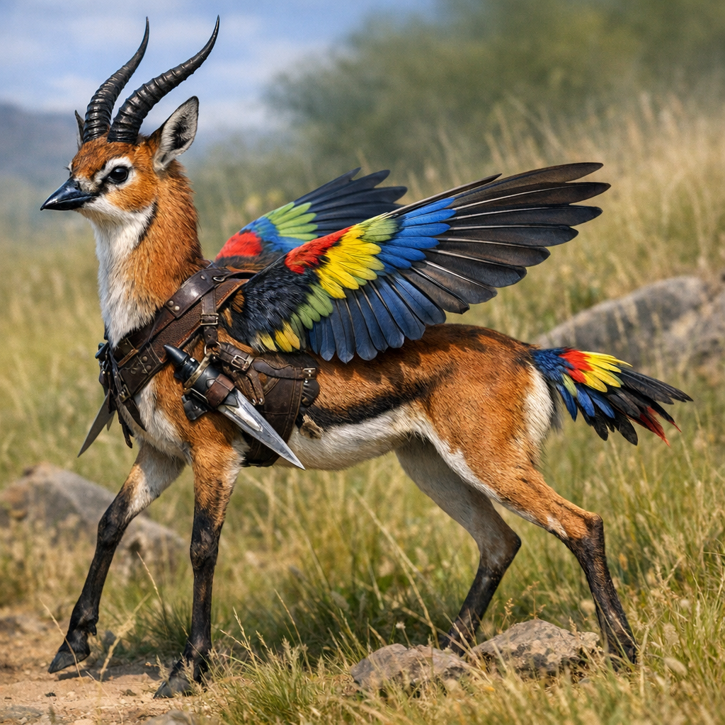 Antofinch, an AI-generated hybrid of Antelope and Finch