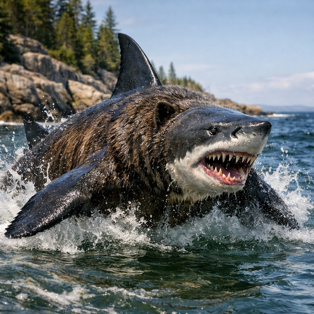 Bearshark, an AI-generated hybrid of Bear and Shark