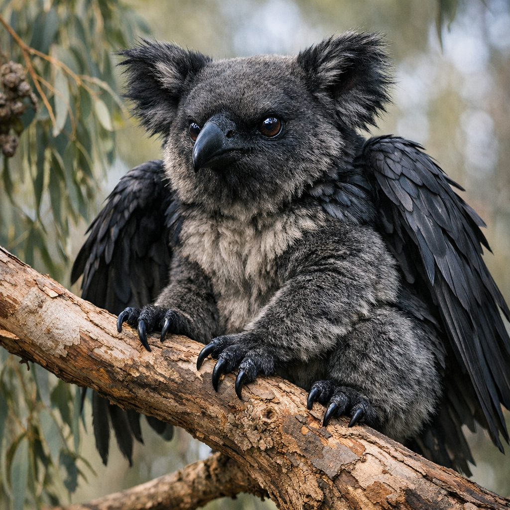 Krowala, an AI-generated hybrid of Koala and Crow