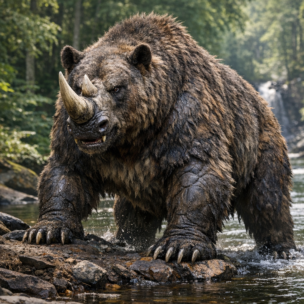 Rhinobear, an AI-generated hybrid of Rhinoceros and Bear