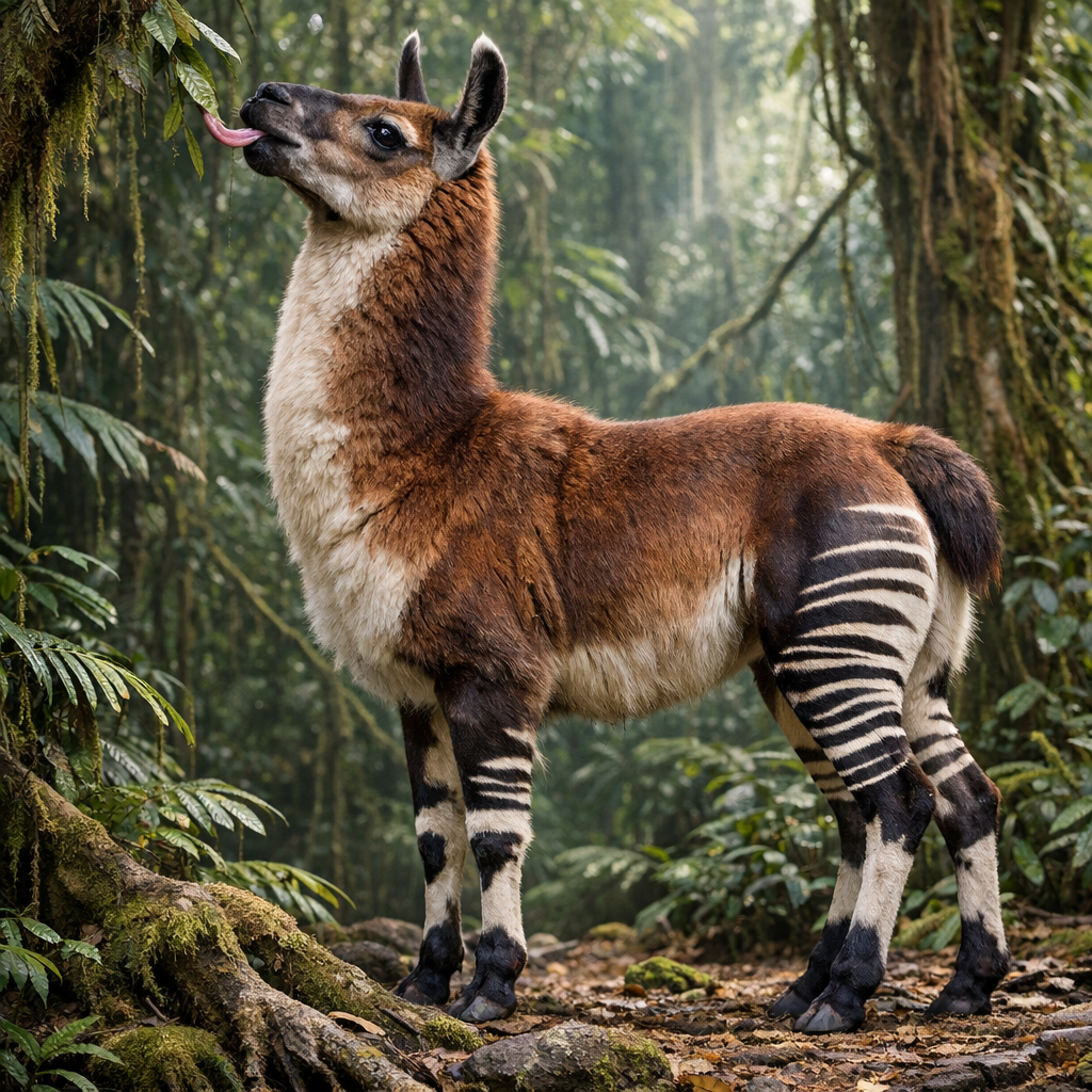 Llamokapi, an AI-generated hybrid of Llama and Okapi