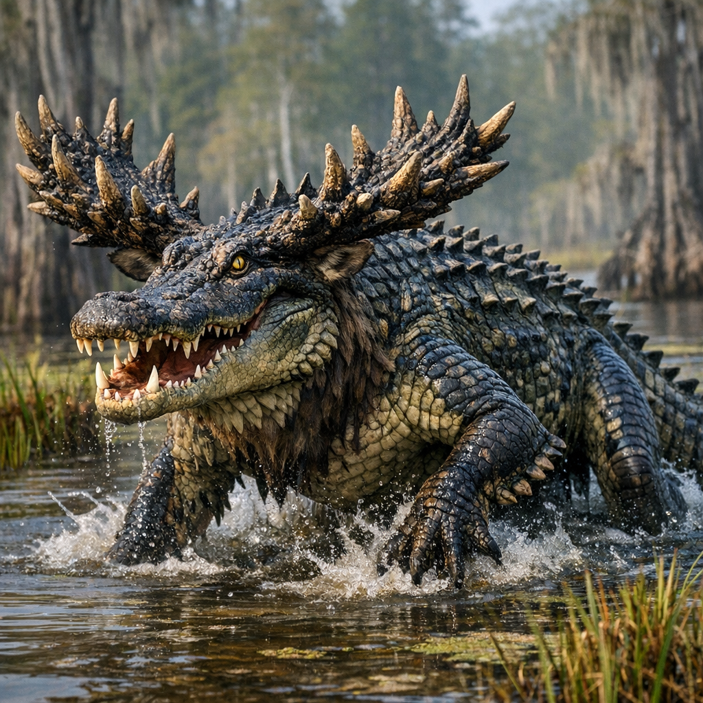 Elgator, hybrid of Elk and Alligator