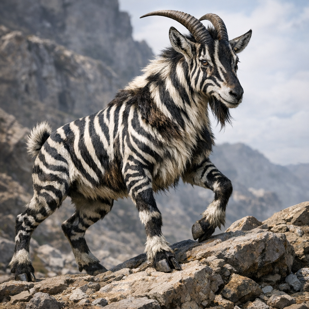Zebroat, hybrid of Zebra and Goat
