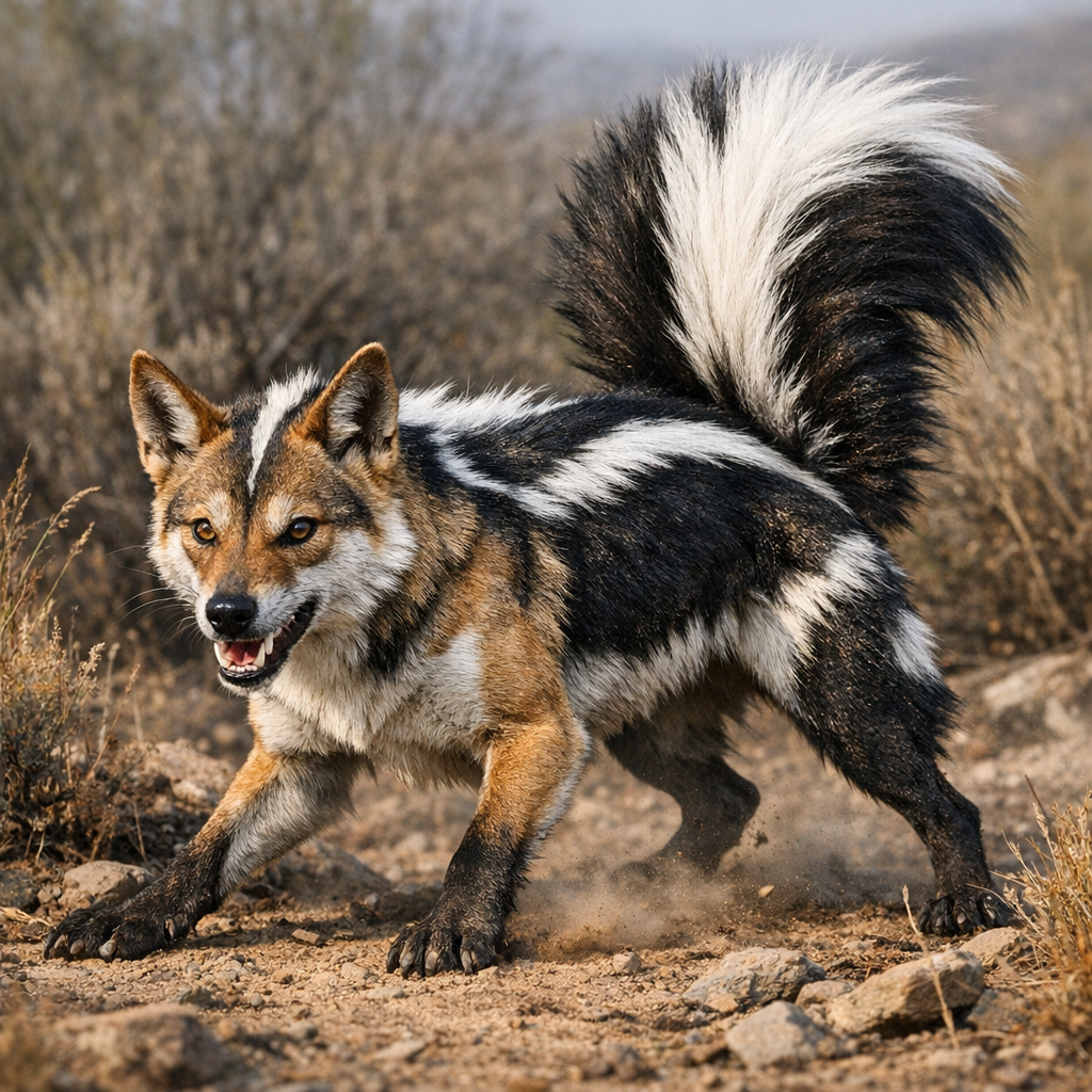 Dingunk, hybrid of Dingo and Skunk