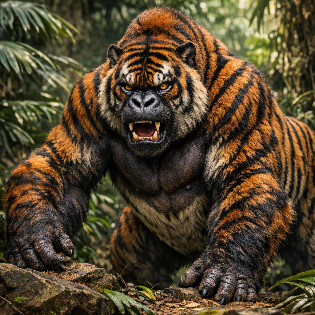 Goriger, an AI-generated hybrid of Gorilla and Tiger