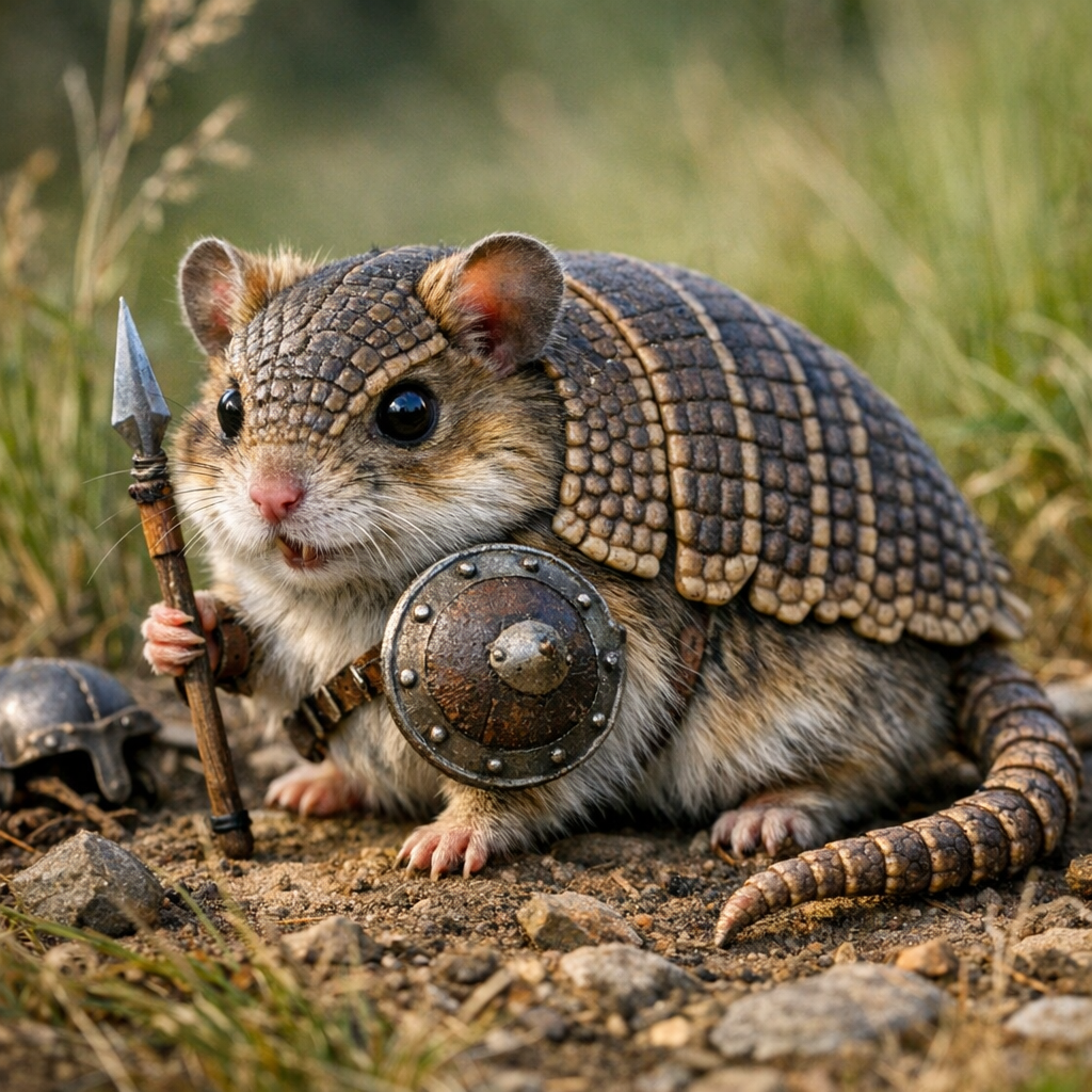 Hamardillo, an AI-generated hybrid of Hamster and Armadillo