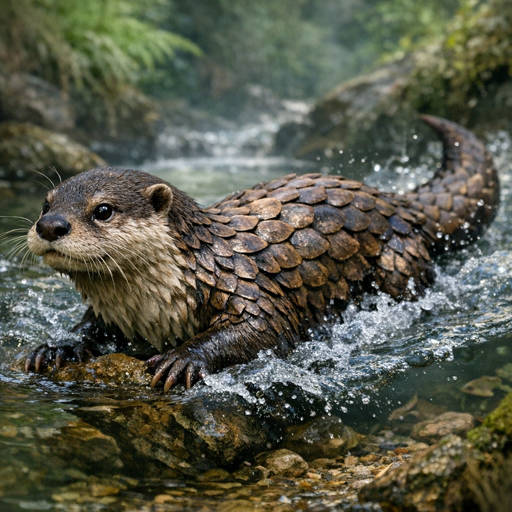 Ottergolin, an AI-generated hybrid of Otter and Pangolin