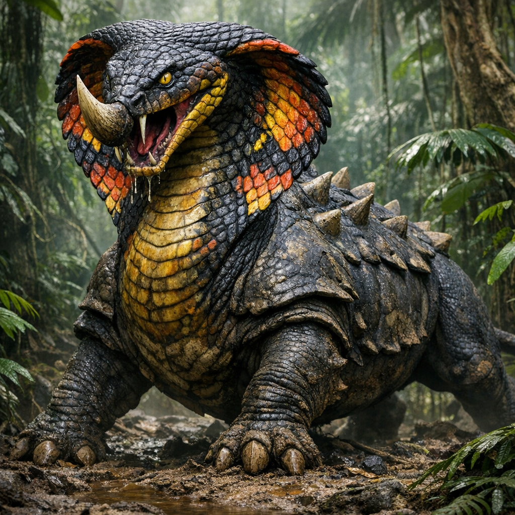 Cobrhinoceros, an AI-generated hybrid of Cobra and Rhinoceros