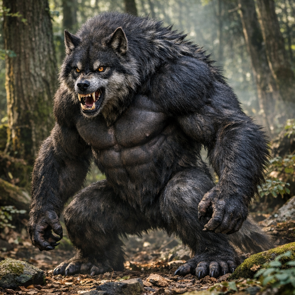 Gorwolf, an AI-generated hybrid of Gorilla and Wolf