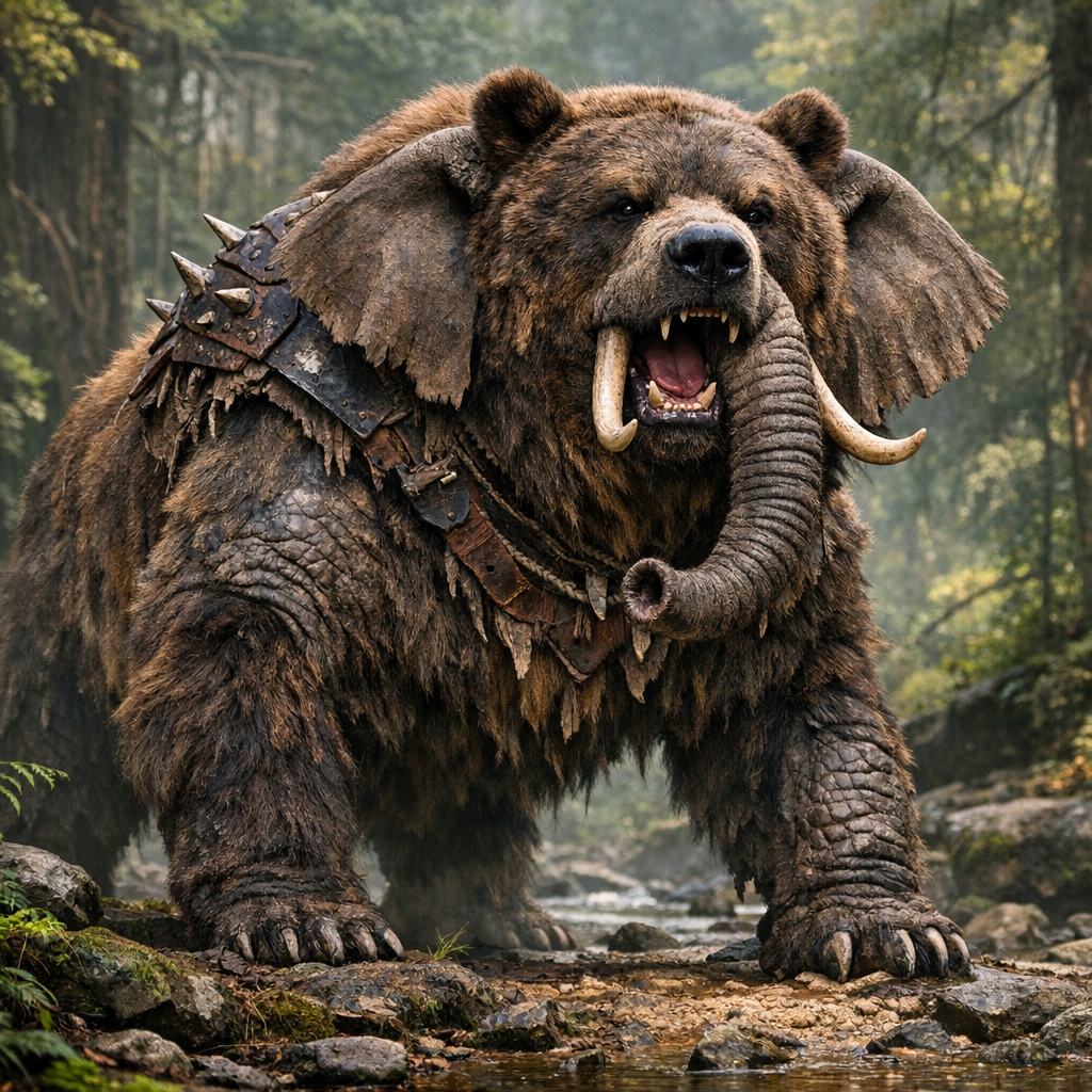 Bearphant, an AI-generated hybrid of Bear and Elephant