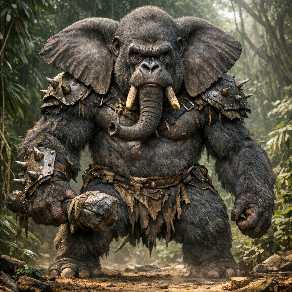 Gorillaphant, an AI-generated hybrid of Elephant and Gorilla