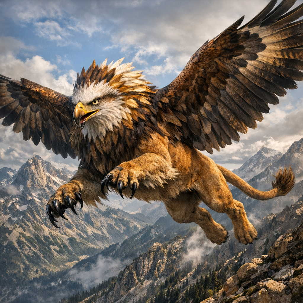 Eaglion, an AI-generated hybrid of Eagle and Lion
