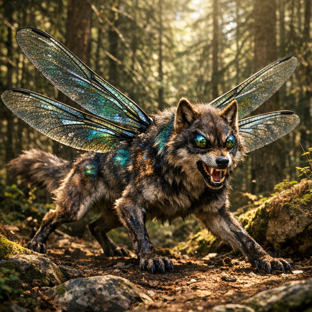 Wolfdragonfly, an AI-generated hybrid of Wolf and Dragonfly