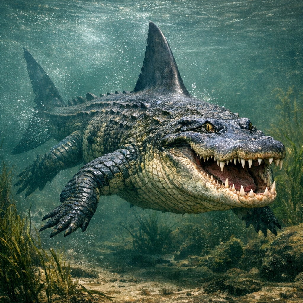 GatorShark, an AI-generated hybrid of Alligator and great white shark