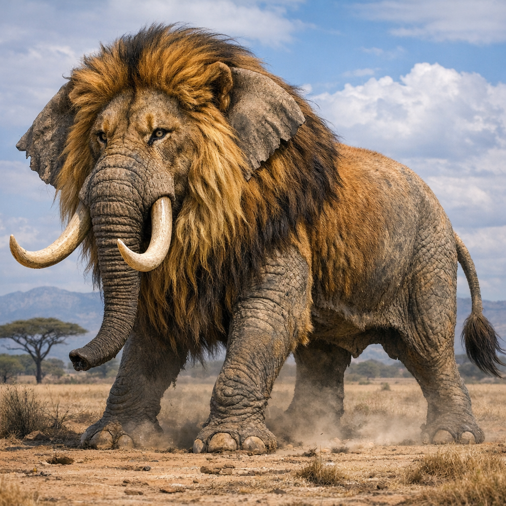 Eleon, an AI-generated hybrid of Elephant and Lion
