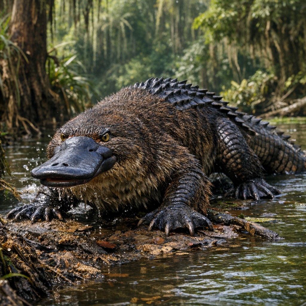 Platocroc, an AI-generated hybrid of Platypus and Crocodile