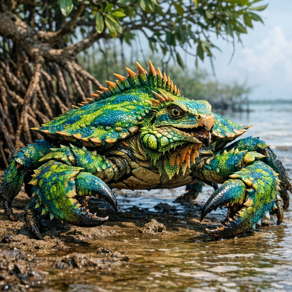 Criguana, an AI-generated hybrid of Crab and Iguana