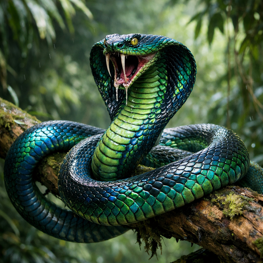 Cobra-Specter, an AI-generated hybrid of Cobra and Snake