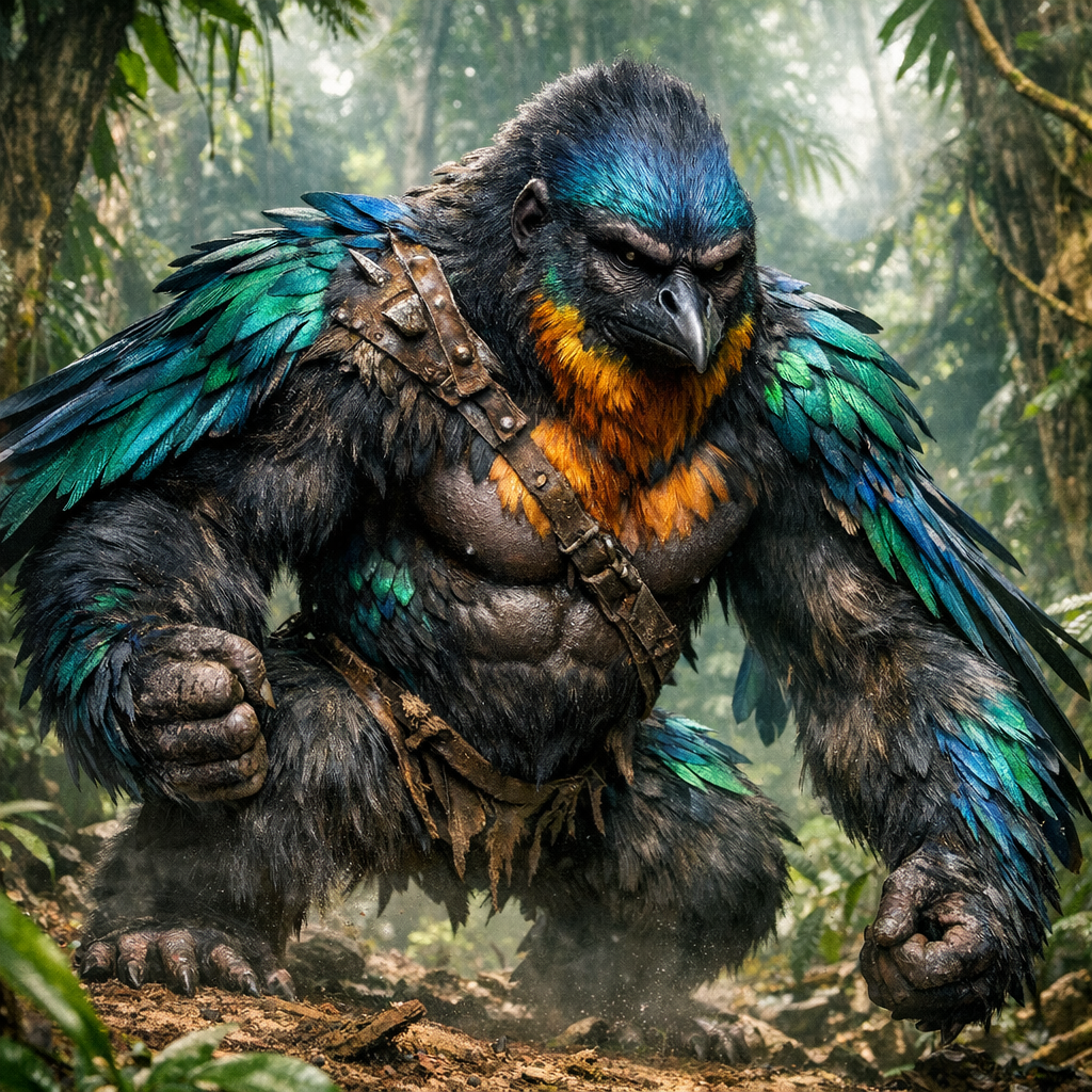 Gorillark, an AI-generated hybrid of Gorilla and Lark