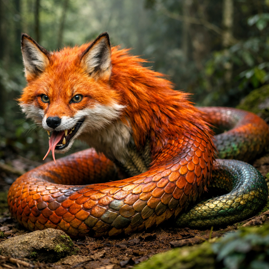 Foxyphidian, an AI-generated hybrid of Fox and Snake